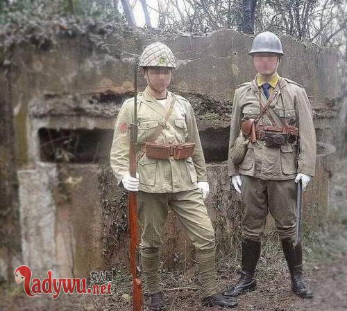 穿日军服遗址拍照