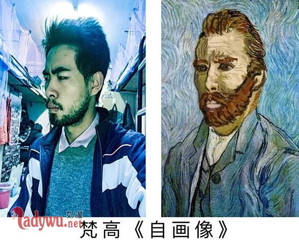 学生模仿名画摆拍