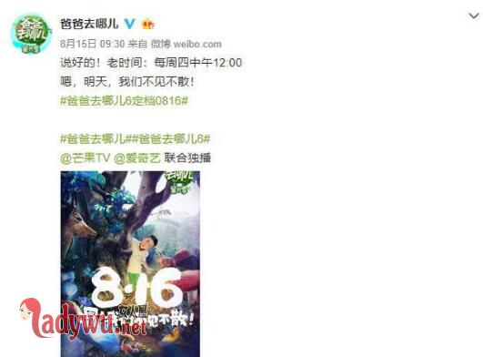 爸爸去哪儿第六季什么时候播