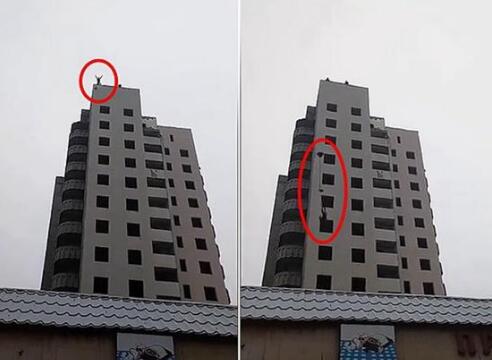 自制降落伞跳楼