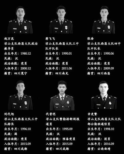 凉山火灾牺牲名单