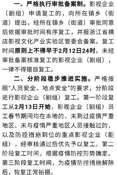 横店影视城2月13日起逐步复工
