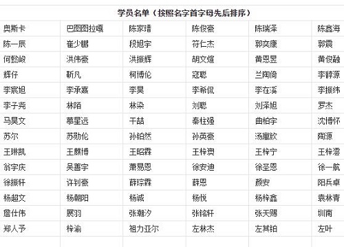 少年之名选手名单公布