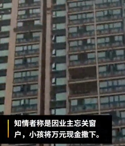 家长回应2岁娃往楼下撒万元现金